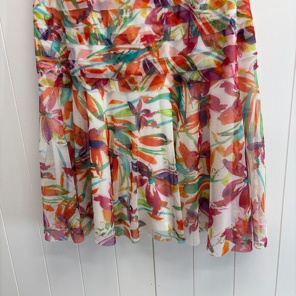 London Times Pleated Drop Waist Dress Women Sz. 14W Artsy Whimsical Abstract NWT - Picture 10 of 10